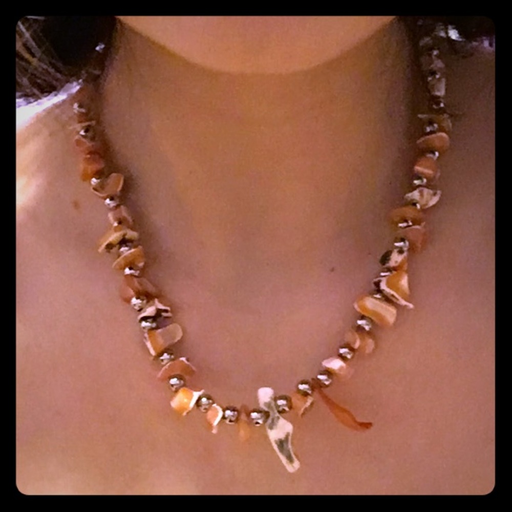 Orange Hawaiian style rock necklace
